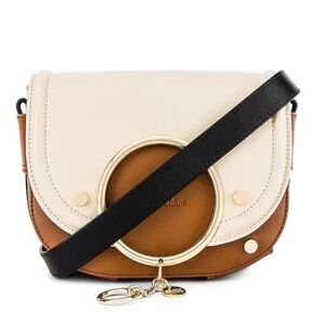 Mara Colorblock Medium Leather Shoulder Bag in Cement Beige See By Chloe